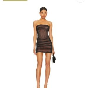 superdown Strapless Black Mesh Dress